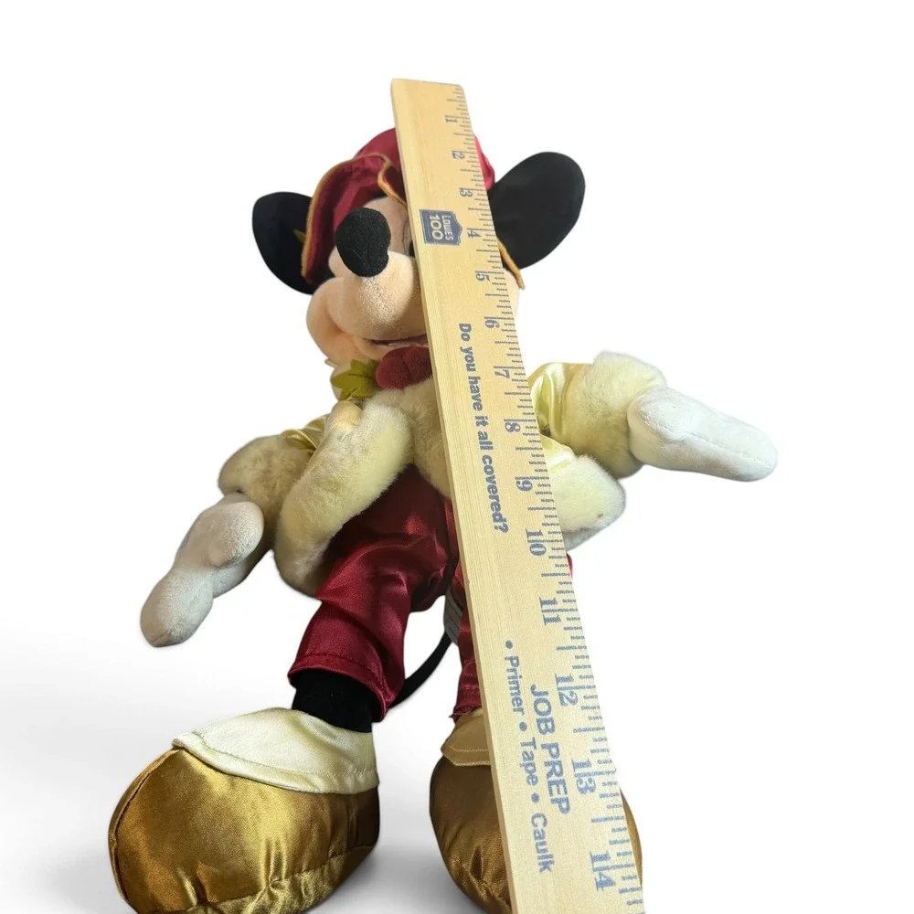 Disney Parks Mickey Mouse Holiday Plush Victorian Gold Red Christmas 14 inch